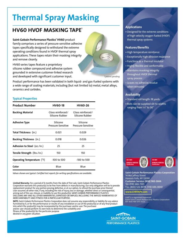 CHRth-Glass Tape HV60-26R MR 36" WD x 18 YD LG SG